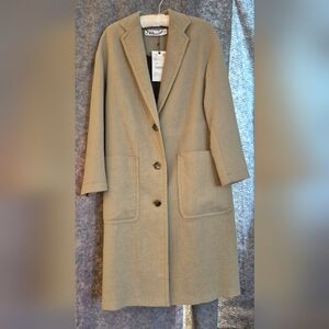Zara Long Single-Breasted Trench Coat in Tan